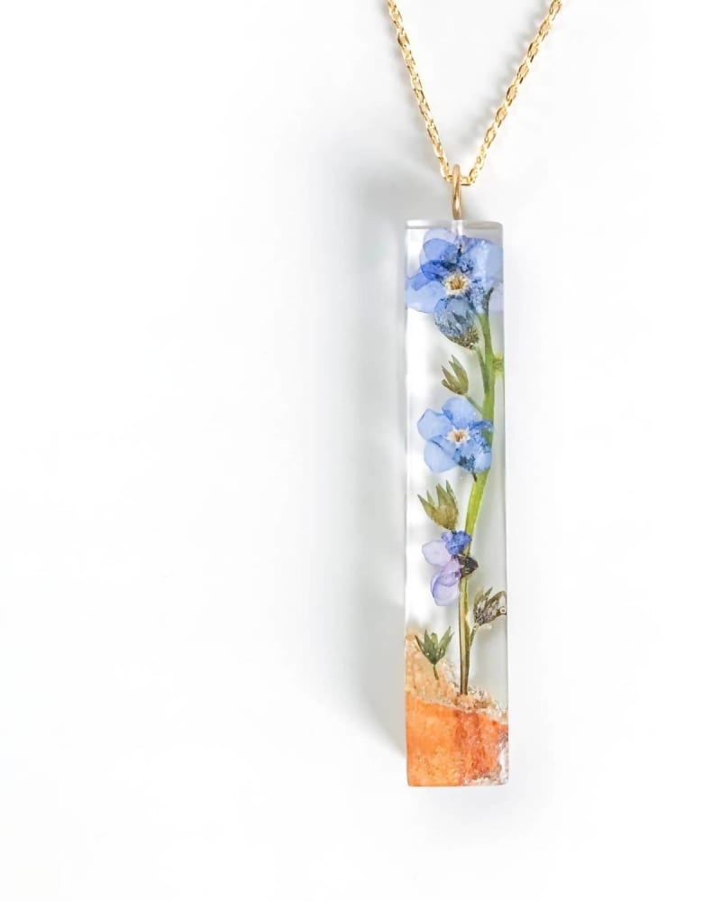 Front of a size O/S Botanical "Remembrance Collection" Forget Me Not Palito in Blue in Blue by Belart. | dia_product_style_image_id:330259